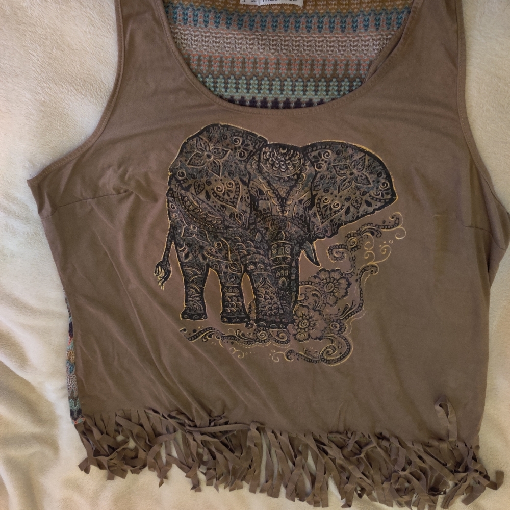 Cute plus size fringed Elephant print